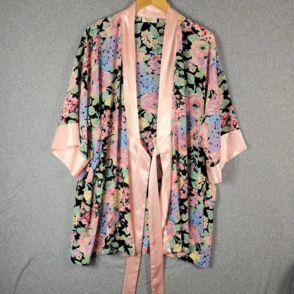 Vintage 90s Victoria's Secret Gold Label Floral Kimono Robe Womens OS Romantic